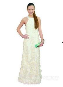 明星蓝色长礼服,明星蓝色长礼服的优雅绽放